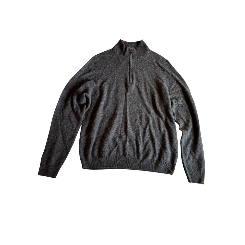 Nordstrom Mens 100% Cashmere Quarter Zip Sweater Charcoal‎ Grey XL NEW